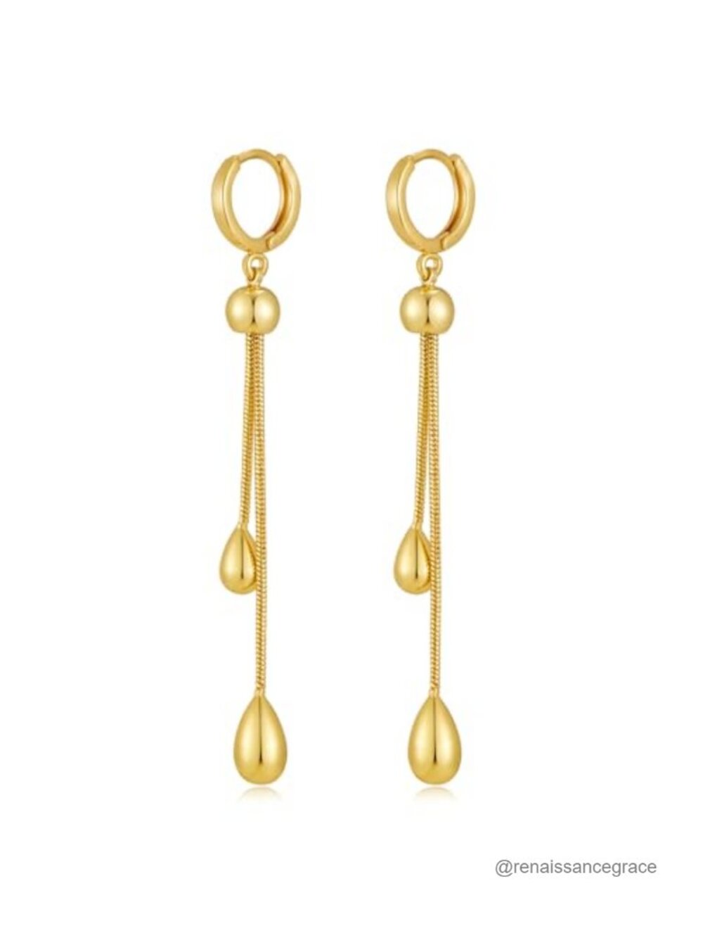14K Gold Plated Teardrop Dangle Earrings Huggie Hoop Chain Drop Jewelry